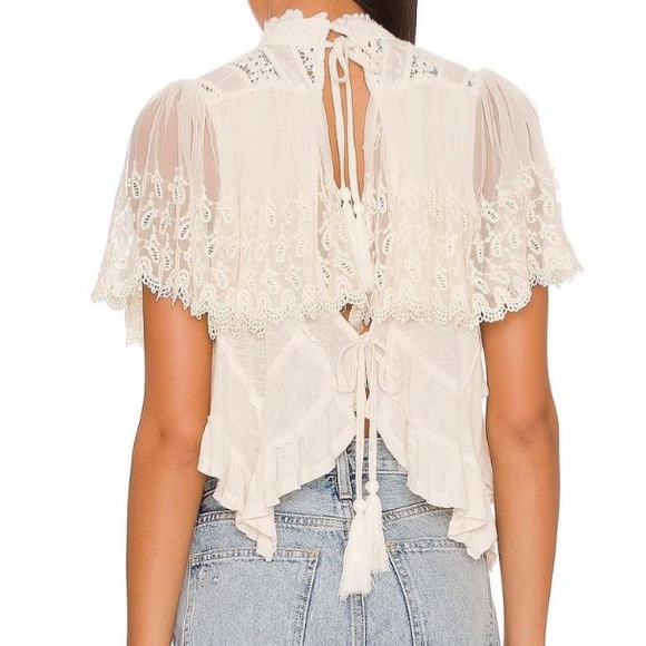 Free People Savannah Flowy Boho Lace Top in Ivory - Picture 4 of 4